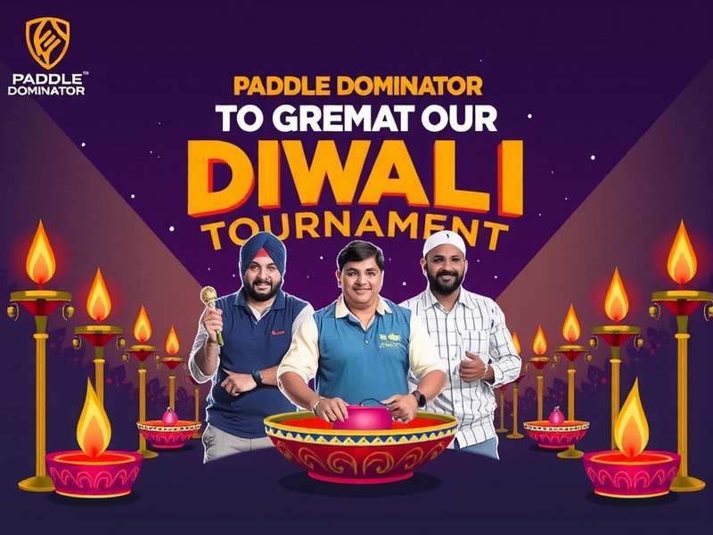 Paddle Dominator Diwali Tournament - Community Event Paddle Dominator Diwali Tournament poster with Indian players celebrating